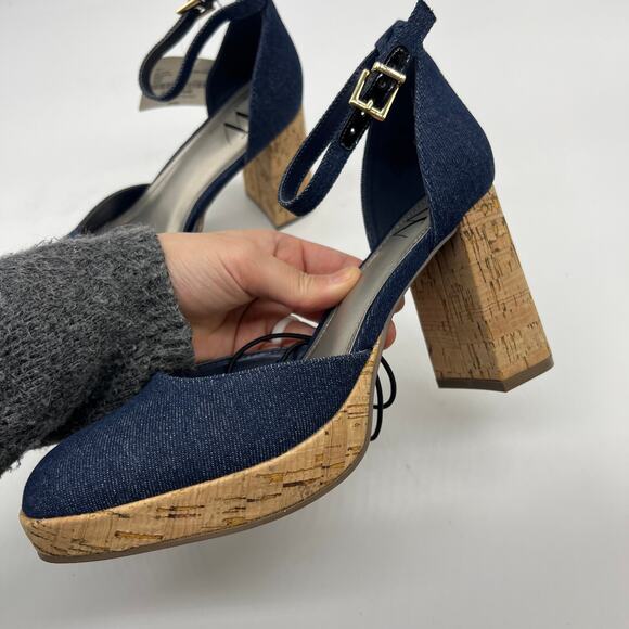Worthington Womens Panama Block Heel Pumps Denim Size 6.5M - Picture 6 of 7